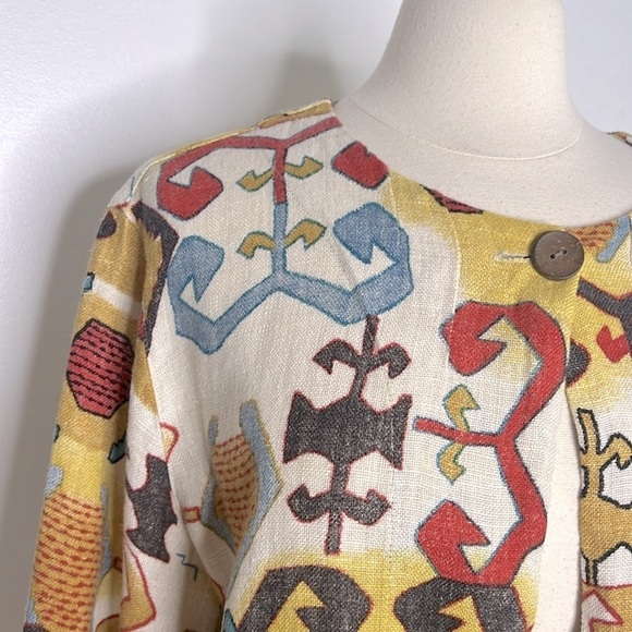 Chico’s linen geo bold print jacket size 2 = size large - Picture 2 of 8